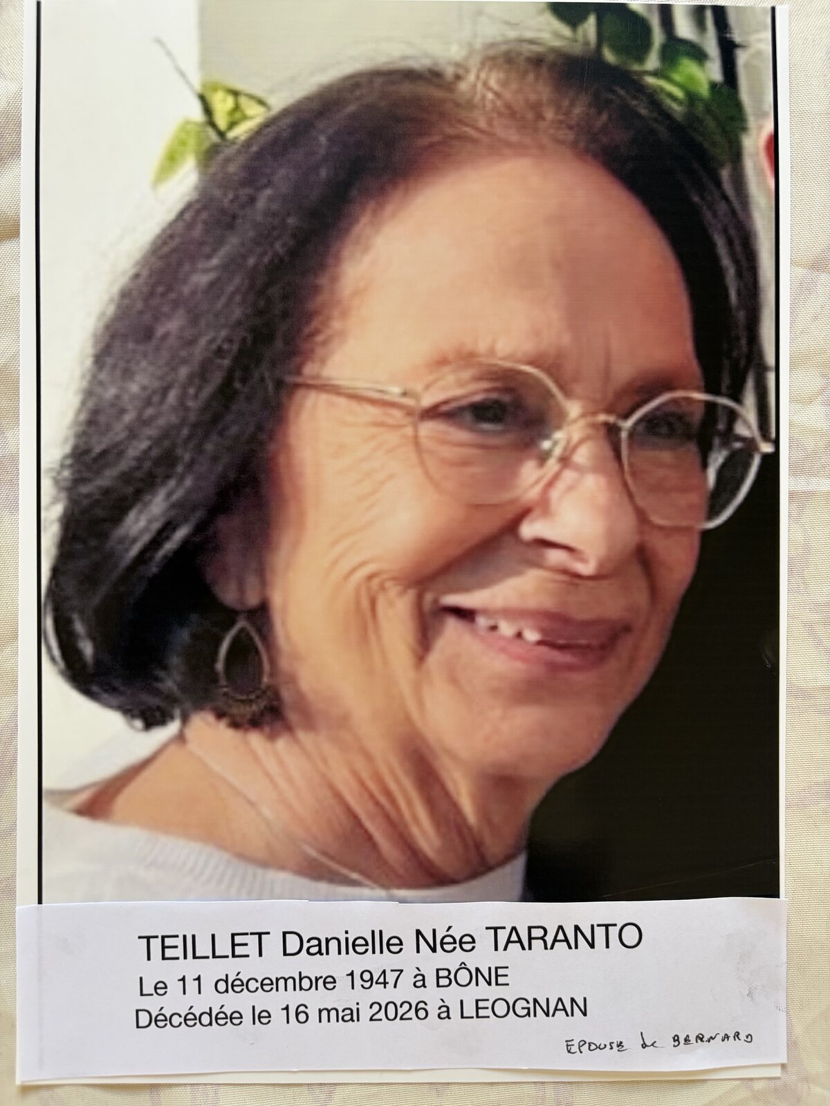 Portrait de Danielle Teillet née Taranto